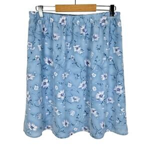 Vintage Floral Midi Skirt Light Blue Womens 16 Cottagecore Coquette Preppy